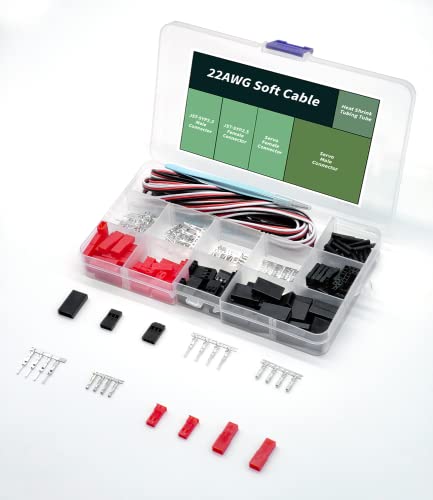 Jst Connector Kit, Servo Connector Kit, Panpeo 40 Sets Servo Plug Male Female Connector Crimp Pin Cable Kit For Rc Hitec Spektrum Model, Servo Connector, Model Receiver Battery Esc Connection #TOP2