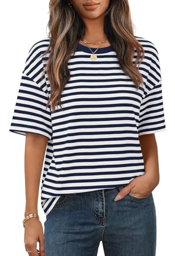 Tee shirt femme manche courte rayé Cuptacc au col rond et coupe ample