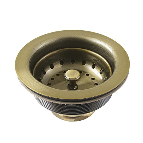 Kingston K121BAB Steel Kitchen Sink Basket Strainer, Antique Brass