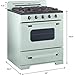 Unique Appliances UGP-30CR OF2 LG Propane Off-Grid Classic Retro Gas Range, Summer Mint Green; Stylish Retro Design; Heavy-Duty Zinc Cast Handles; Sealed Cast Burners