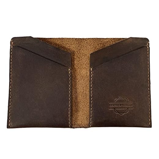 Leather Nomad, Minimalist Passport Wallet Handmade from Full Grain Leather - Business Card & Cash Holder, Compact Pocket Organizer, Everyday Accessories - Bourbon Brown