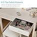 Lufeiya Small Makeup Vanity Desk with Fabric Drawers, 32 inch White Vanity Desks with Mirror and Light, Dressing Table and Chair Set with Power Outlet for Girls Bedroom, White