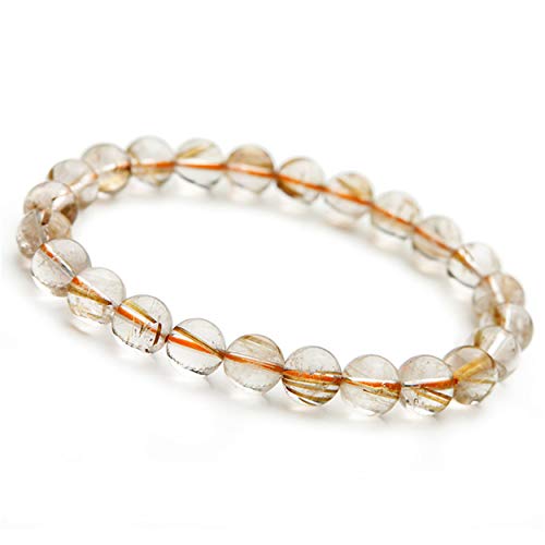 Bracelet en quartz rutilé véritable 8mm pour harmoniser vos tenues chic au quotidien