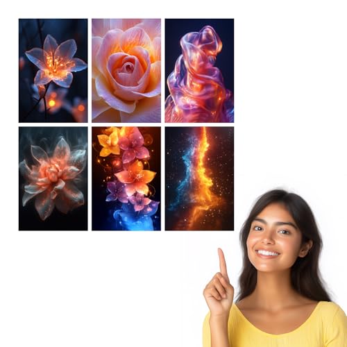 Image of SiddArtify Floral Wall Art Prints Set - Abstract Flower Poster Decor for Living Room Bedroom Office - 12x18 inch Sticker Pack of 6