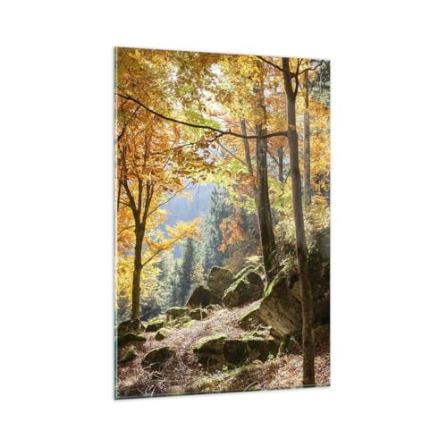 Vidrios decorativos 80x120cm Cuadro Sobre Vidrio Moderno Otoño montaña bosque naturaleza Grande Cocina Cuadros Pared Impresiones Decoracion Salon Impresión en Cristal Wall Art Prints GPA80x120-2713