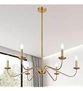 Jonsi Modern Gold Chandelier for Dining Room,35 Inch Brushed Brass Chandelier Light Fixture, Dini...