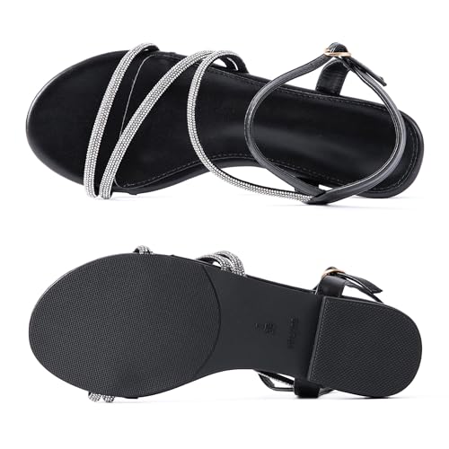 Image of Mtzyoa Women Flat Sandals Dressy Strappy Gladiator Summer Ankle Strap Nude Open Toe Comfortable Wedding Casual Leather Ladies Party Trendy Vacation