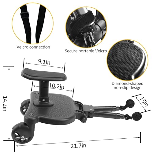 Image of 2025 New-Universal Stroller Board with Detachable Seat, 2in1 Sit and Stand Stroller Glider Board for Most Strollers, Holds Children Up to 55 LBs Stroller Connectors Standing Board