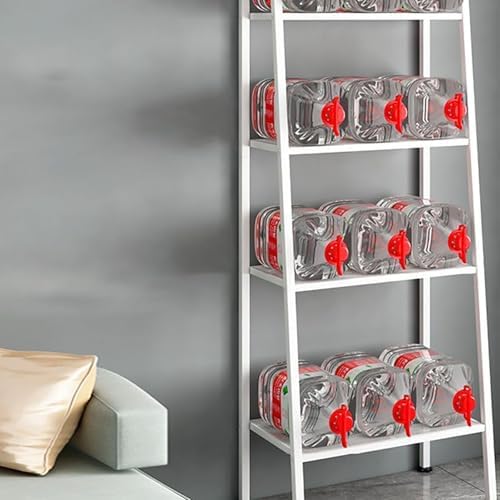 Modern 4-Tier Metal Ladder Book Shelf - Tall Storage Rack for Living Room, Office, Kitchen & Entryway - Stylish Floor Standing Bookshelf in Red