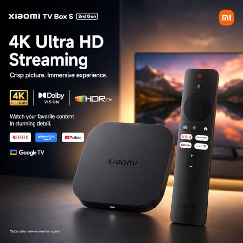 Image of TV Box S (3rd Gen) 4K UHD Streaming Media Player Compatible with Google TV, Wi-Fi 6, Dolby Vision, Dolby Atmos, DTS:X, 2GB RAM, 32GB Storage, Voice Remote