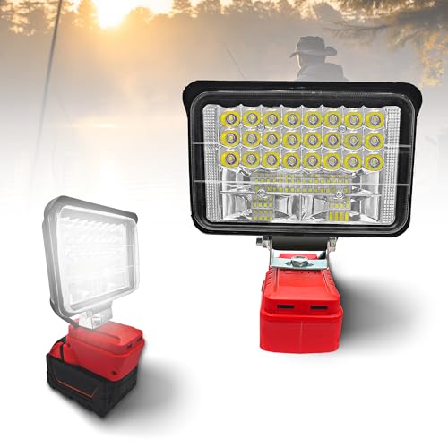 RAYLEEY 60W 45800LM Cordless LED Work Light for Milwaukee M18 Battery | Dual USB/Type-C Charging & 2 Brightness Modes | 160° Wide Beam Flood Light for Camping, Auto Repair, Job Sites -  60W 4500LM