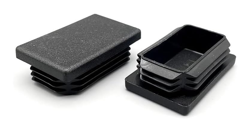 OGC (12 Pack) - 30 x 40 mm Rectangle Black for Plastic End Caps Plugs Chair Leg Inserts for Metal Legs Square Tube Inserts Chair Leg Glide Furniture Protectors (12)