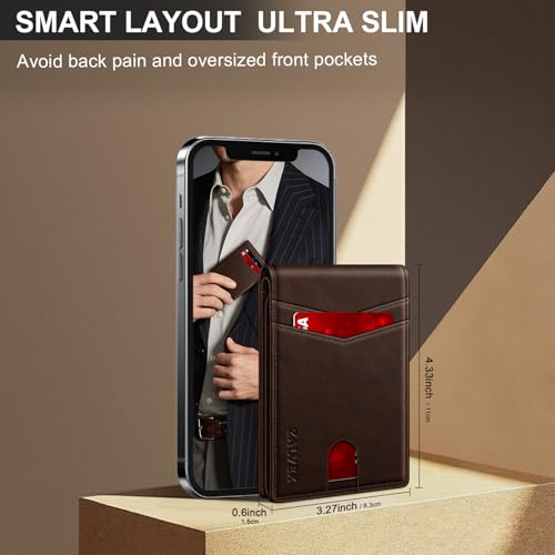 Image of Wallet for Men Slim RFID Blocking Leather Credit Card Holder Wallet for 14 Cards, Bifold Minimalist Thin Wallet with 2 ID Windows & Cash Slot, Front Pockt Carteras Para Hombres, Birthday Gifts for Men
