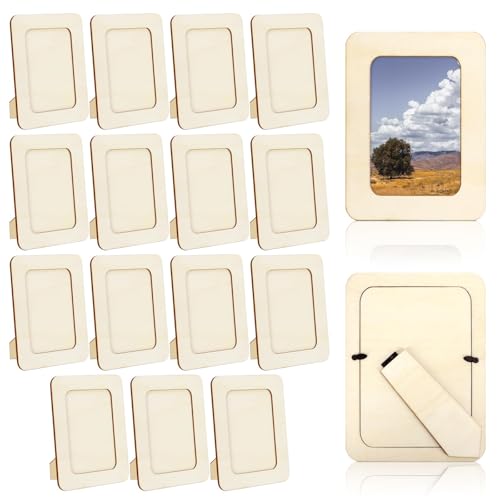 VOKOY 15 Pack Wooden Picture Frames for Crafts, 4