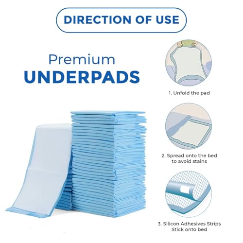 Image of Premium Underpads for Adults Large 90x60cm Pack of 40 | Molly Sheet Waterproof Disposable Bed Pads for Elderly & Patient | 5-Layer Leak-Proof Under Sheets with 10Hrs Absorption Protection
