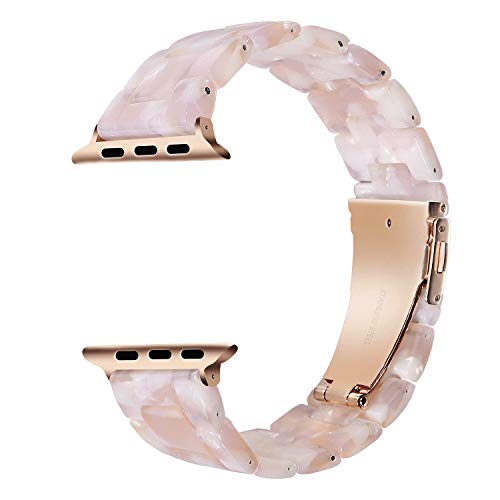 Wongeto Compatible with Apple Watch Strap Ultra 49mm 45mm 44mm 42mm,Lightweight Waterproof Resin Strap for iWatch Apple Watch Ultra Series 8 7 6 SE 5 4 3 2 1 Women Men (Flower Pink - Image 3
