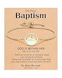 Kidbbi Baptism Gifts for Teen Girl Women Kid Christening Catholic Lds Baptism Decorations Favors Mustard Seed Bracelet