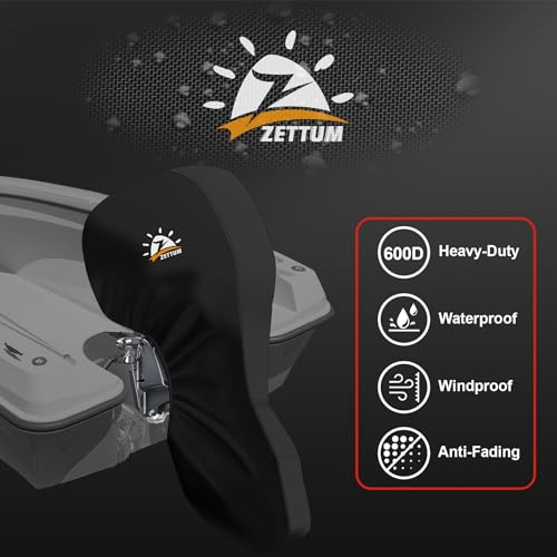 Zettum Outboard Motor Cover - 600D Full Boat Motor Cover Waterproof & Heavy Duty, Fade-Resistant Boat Engine Cover, Fit for Motor 100-140 HP, Black by Zettum - Used condition - Image 4