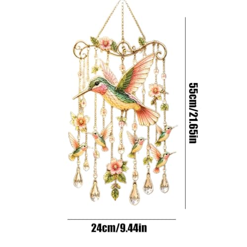 Campanas de viento de colibrí para terraza y jardín colgante metálico atrapasol 6
