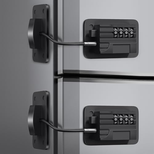 KIZZHISI Fridge Lock (2 Pack), Heavy Duty Combination Refrigerator Lock, for Fridge, Cabinets, Window and Child Locks for Cabinets and Drawers, Strong Non-Marking Adhesive No Drilling (Black)