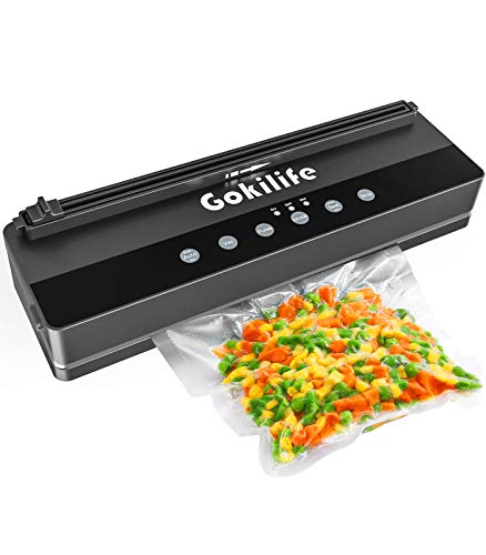 Automatic Vacuum Sealer Machine, Food Sealer for Food Preservation Built-in Cutter, Vacuum Air Sealing System for Food Saver w/Starter Kit, Dry & Soft & Moist Food Modes(Black)