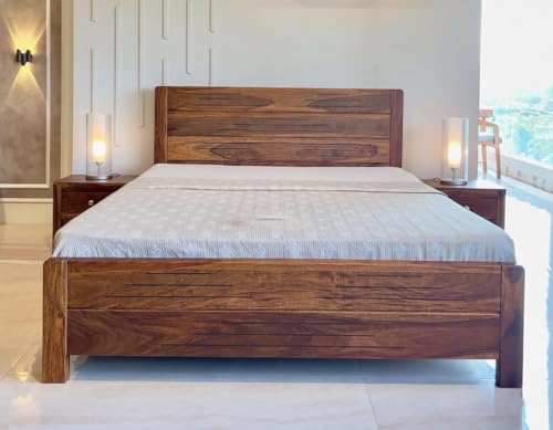 Image of Solid Sheesham Wood Bed Wooden Dreamy Nights Bed for Bedroom and Home Furniture | (Bed-2)