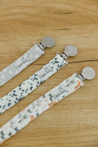 Image of Copper Pearl 3-Pack Pacifier Holders: Premium Knit Binky Clips for Baby Girls and Boys - Stylish Stainless Steel Design for Secure No-Drop Attachment - Rufus