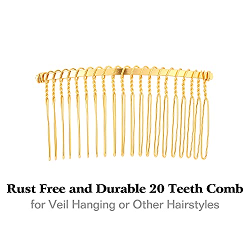 Cinaci 30 Pack Gold Metal Hair Side Combs Slide Bun Holder With 20 Teeth Diy Headpieces Clips Grips Barrettes Accessories For Women Girls Brides Veil (Gold) #TOP4