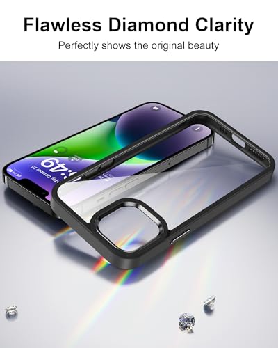 Image of HOOMIL Case for iPhone 14 Plus 6.7-Inch, Non-Yellowing, Drop Protection, Anti-Scratch Transparent Hard Back Phone Cover - Black Clear
