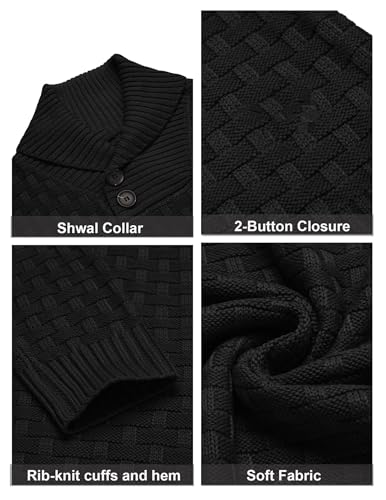 Men's Turtleneck Sweater Shawl Collar, Men's Shawl Collar Pullover Sweater Slim Fit Casual Button Cable Knit Sweaters4