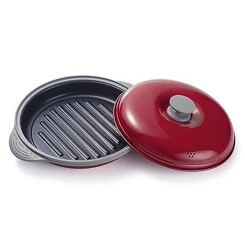 Easylife Microwave Grill Pan with Lid, Microwave Pot for Grilling, Steaming and Baking, Safe-Touch Handles and Splash-Proof Lid 23x27.4x9.1cm - Fully Guaranteed | Size:23x27.4x9.1cm