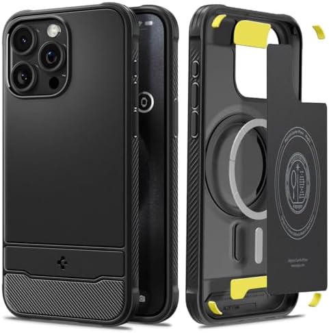 Spigen Rugged Armor MagFit Back Cover Case for iPhone 15 Pro Max, MagSafe Compatible, Resilient Shock Absorption - TPU | Matte Black