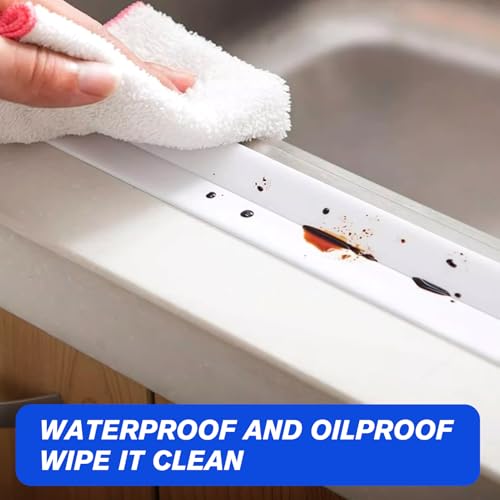 Image of 2 Rolls White & Black Caulk Tape Waterproof Self Adhesive Caulking Sealant Strip with Sealing Tool for Kitchen, Countertop, Bathroom, Sink, Bathtub, Toilet (1.5 inch x 10.5Ft)