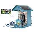 Bird Feeder with Camera Solar Powered Wireless 1080P HD Smart Bird Feeder with Night Vision and Motion Detection, AI Identify Auto Capture Videos Pictures, Wildlife Cam for Outdoors (2.4GHz WiFi)