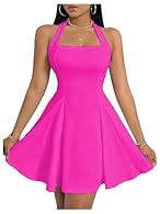 Comfy and high stretch material, it is breathable and skin-friendly. Soft and not see through. With backless, halter neck, sleeveless, high waist, slim fit, this sexy halter party skater dress will show your unique charm, easily match with your rhine...