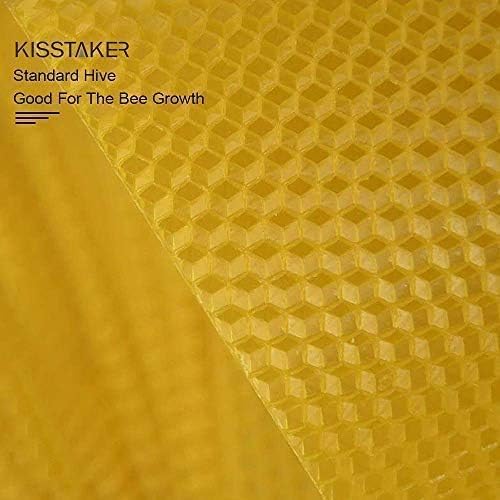 KISSTAKER Bee Honey Sheets, Beehive Wax Foundation Beekeeping Equipment Bee Comb Honey Frame (30PCS 8 1/3 x 16 5/7 Inch)
