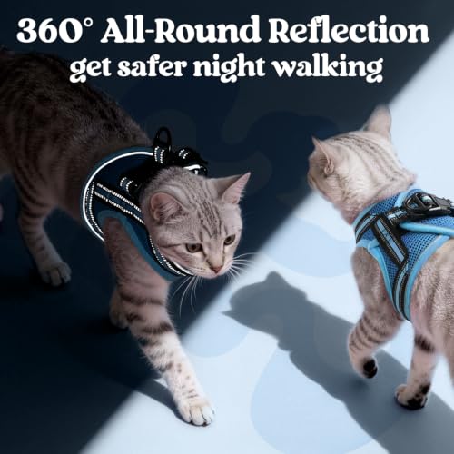 Image of rabbitgoo Cat Harness and Leash Set, Step-in Soft Vest, Blue & Light Blue