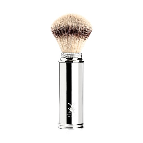 Muhle Synthetic Silvertip Fibre Travel Shaving Brush with Nickel Plated Handle