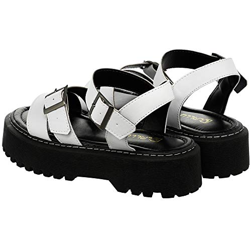 Sandália Lallu Papete Feminina Plataforma Blogueira Tratora Tamanho:37;Cor:Branco