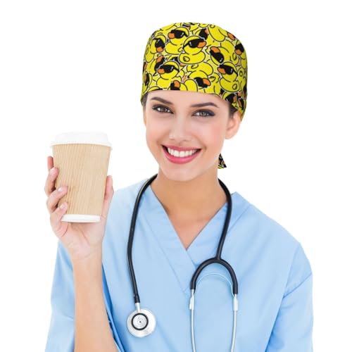 Image of Working Cap Scrub Cap with Sweatband Adjustable Unisex Women Tie Back Hat Nurse Surgical Caps