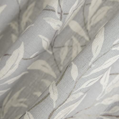 Image of VOGOL Leaves Pattern Door Window Curtains, 1 Panel Linen Textured Patio Door Curtain with Rod Pocket Top and Bottom, 25 x 40 Inches View Reducing Short Drape