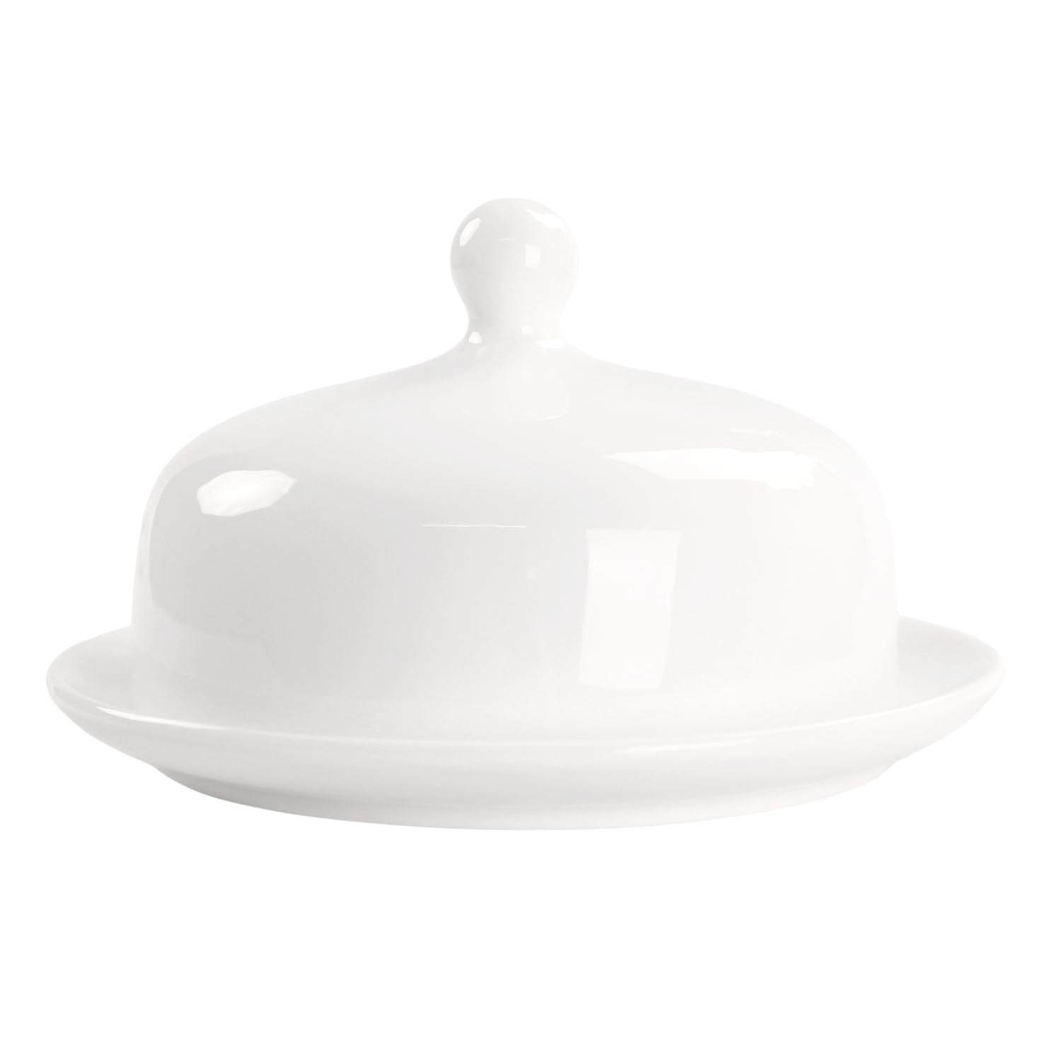 jinsongdafa Butter Dish With Lid For Countertop, Porcelain Butter Holder with Lid, Butter Container Perfect for East and West Coast Butter, Durable & Sturdy Butter Keeper (6 Inch Round), White