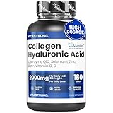 Collagen and Hyaluronic Acid 180 Tablets, 2000mg Hydrolyzed Collagen Quality COLLinstant with Biotin, CoQ10, Zinc, Selenium, Vitamin C & D, Collagen Supplements for Women and Men, Skin, Bones, Joints
