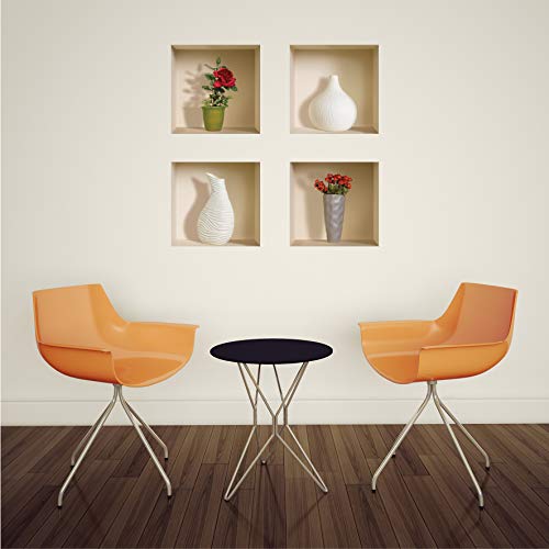 The Nisha Art Magic 3D Vinyl Removable Wall Sticker Decals Diy, Set Of 4, Red Roses And White Vase 402 #TOP6