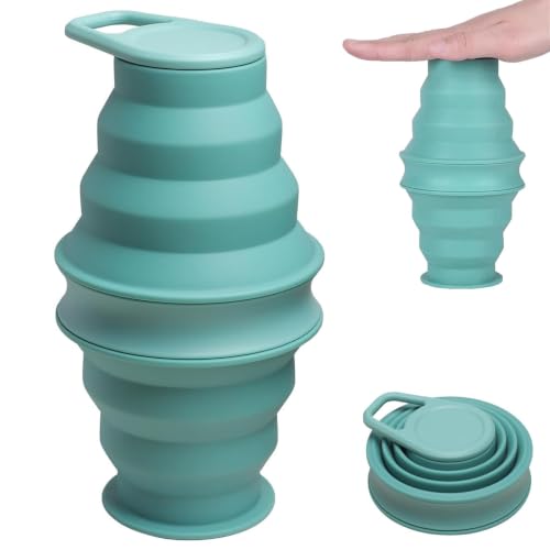 XINSUO Botella de Agua Plegable, 500 ml | Libre de BPA, a Prueba de Fugas, Agua Portátil, para Actividades al Aire Libre, Deportes, Camping, Viajes, Azul