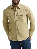 Wrangler Men's Long Sleeve Shirt, Olive Gray (Twill), Large
