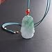 Handmade jade zodiac pendant, natural grade A light green exquisite jade zodiac necklace. (Rabbit)