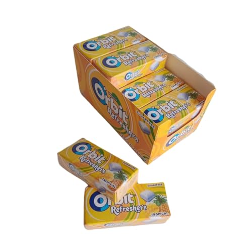 Orbit Refreshers Chicles sin Azúcar, Sabor Tropical, Paquete de 12