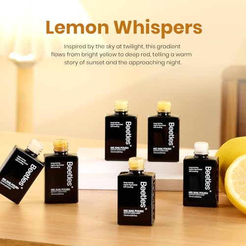 Image of Beetles Yellow Gel Polish Set - Lemon Whisper Collecion, Butter Pastel Light Bright Yellow Gel Polish Set Fall Colors UV LED Soak Off Nail for Manicure
