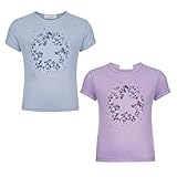 Superweicher recycelter Stoff LeMieux Mini Lexi T-Shirt in Glyzinie, superweicher recycelter Stoff, kastige Passform, kurzärmeliges Oberteil, Sterngrafik mit Glitzerdruck, Nebel, 7-8 Jahre